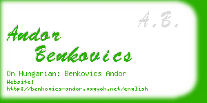 andor benkovics business card